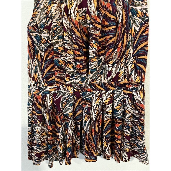 Deletta Corbara Peplum Tank Top Pleated Size Small Anthropologie Feather Print - Picture 3 of 13